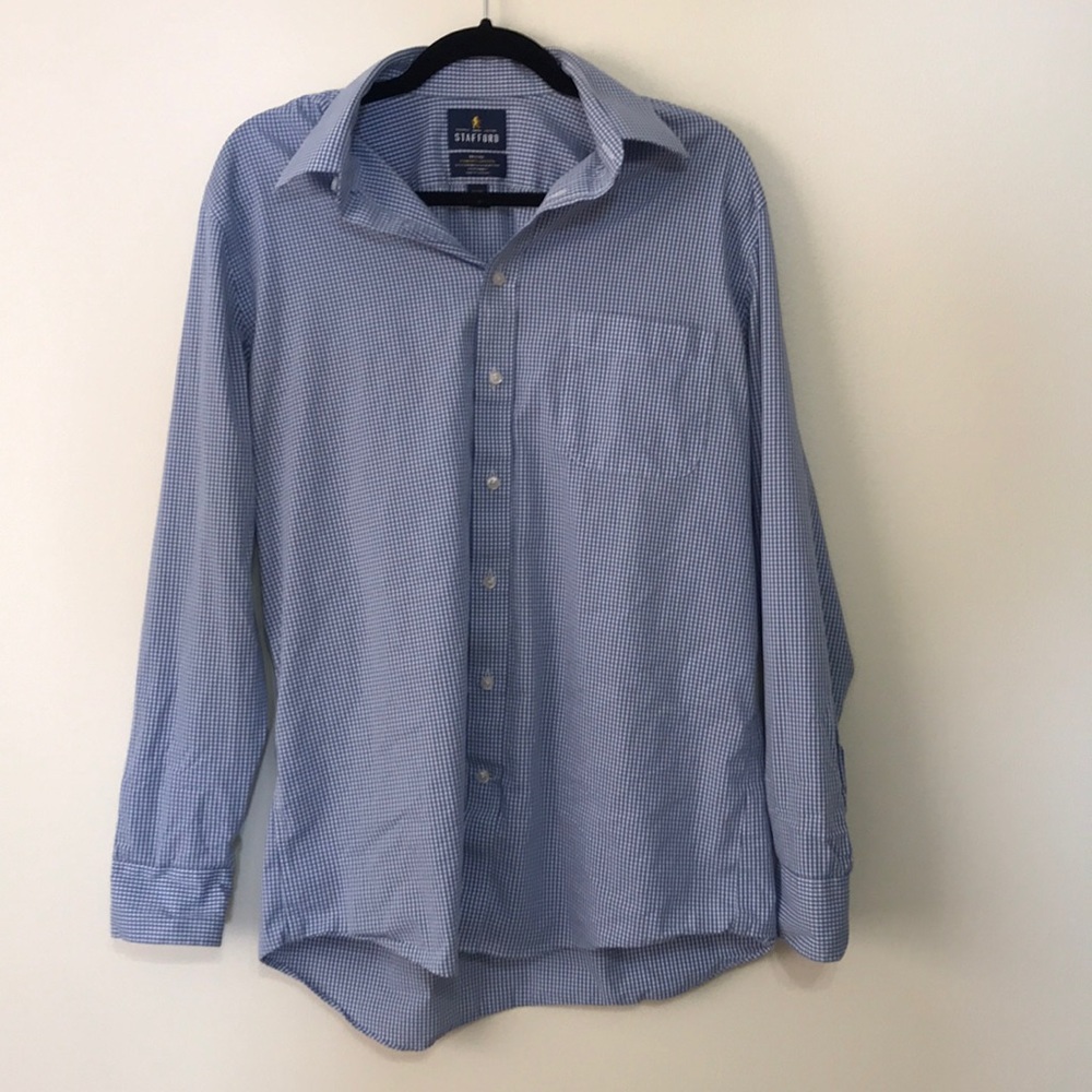 Stafford Blue and White Checkered Shirt